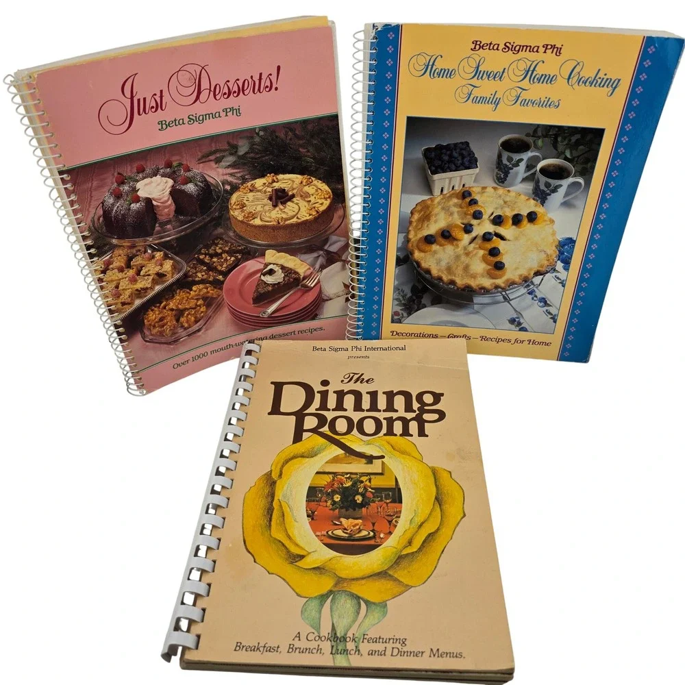 Beta Sigma Phi Cookbook Lot 3 Spiral Bound Vintage Americana Retro Culinary